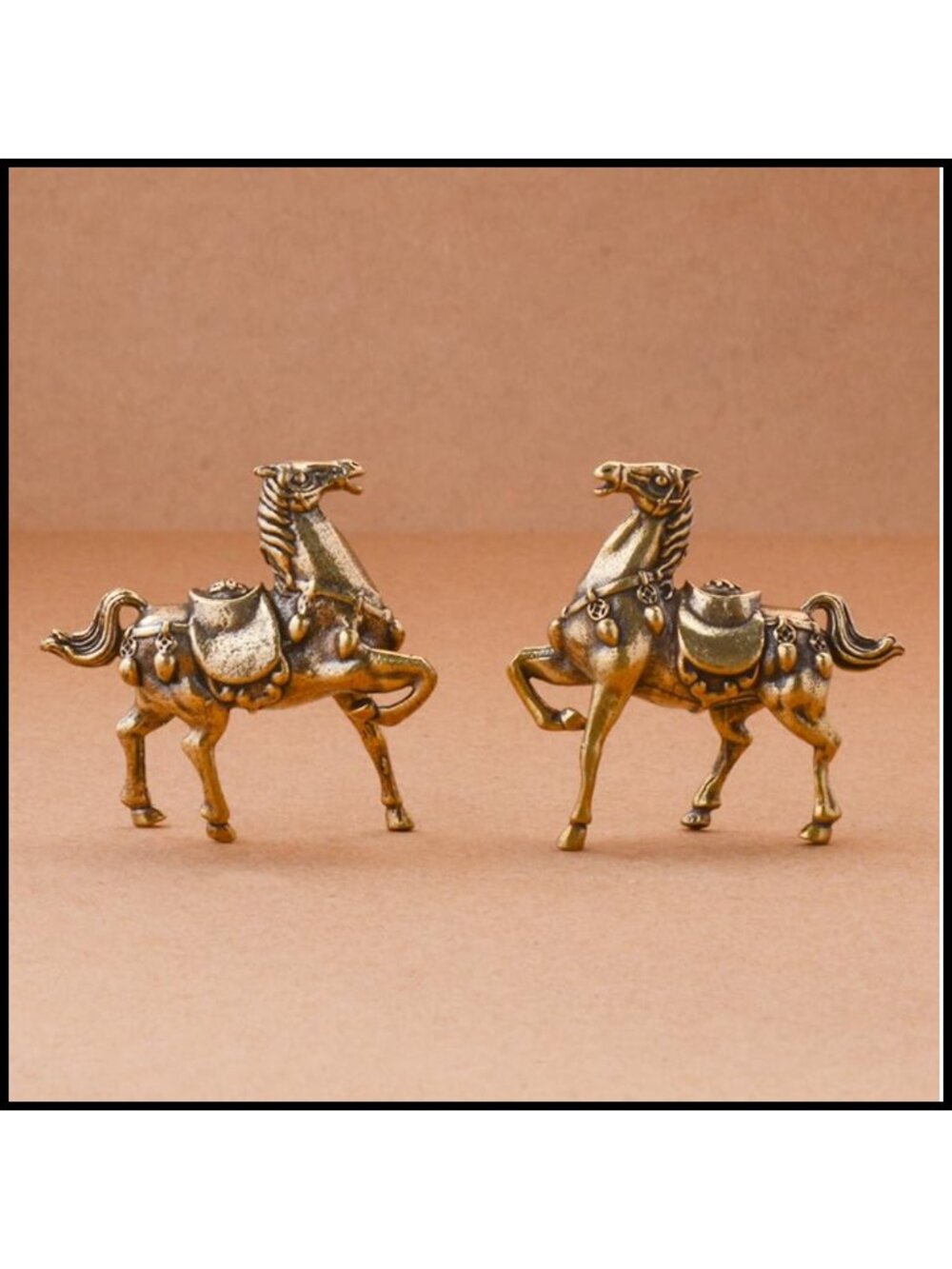 Brass Chinese Zodiac Horse Statue Vintage Metal Figurine Desk Decor Gift